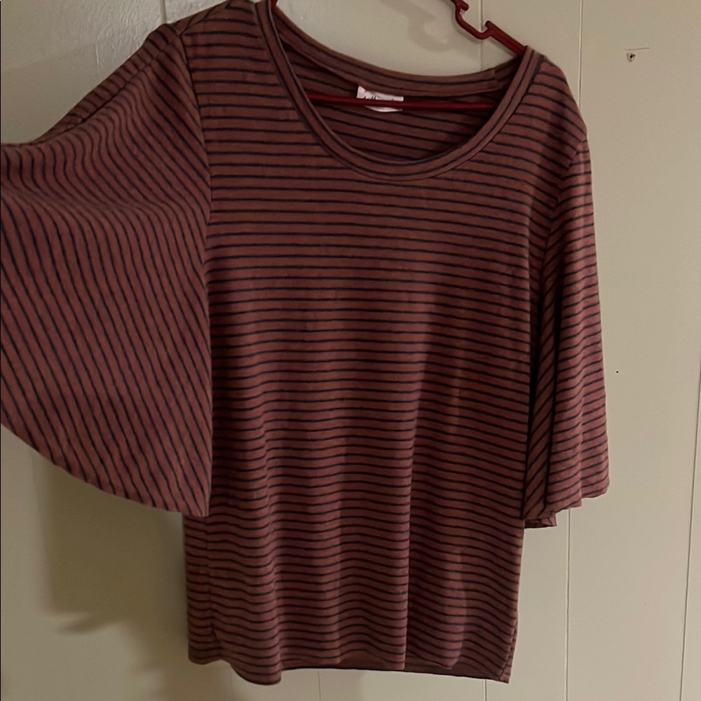 Red Boxy Blouse with bat sleeves. Willow and Root